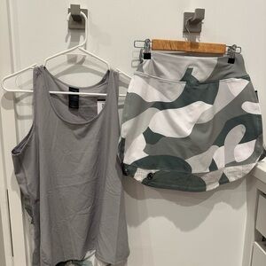 Stylish Gray/Green Women's Tank & Skort Set- NWT